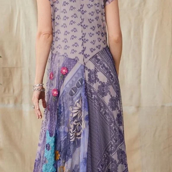 Johnny Was Biya Allegra mesh overlay dress NWOT. No slip. Size M - Picture 5 of 10